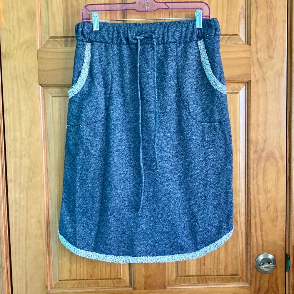 12PM by Mon Ami blue winter fleece lined skirt with pockets and drawstring